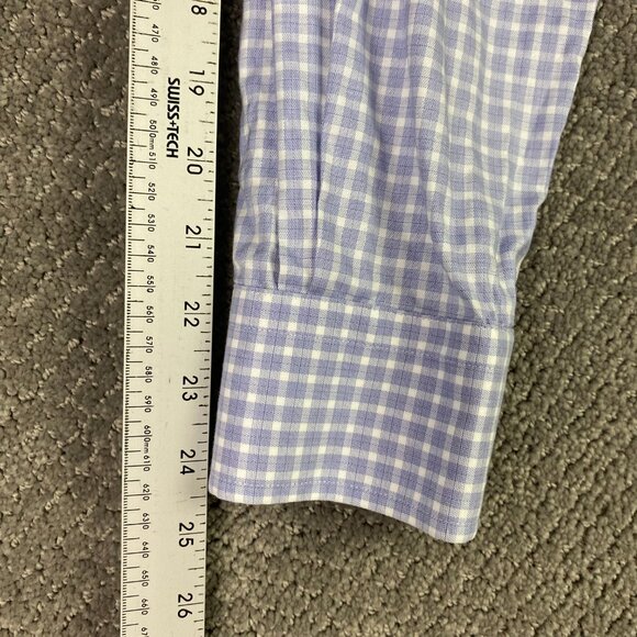 Eton Contemporary Shirt Men's 42 16.5 Button Up Front Lilac Blue Gingham Check - Picture 11 of 11